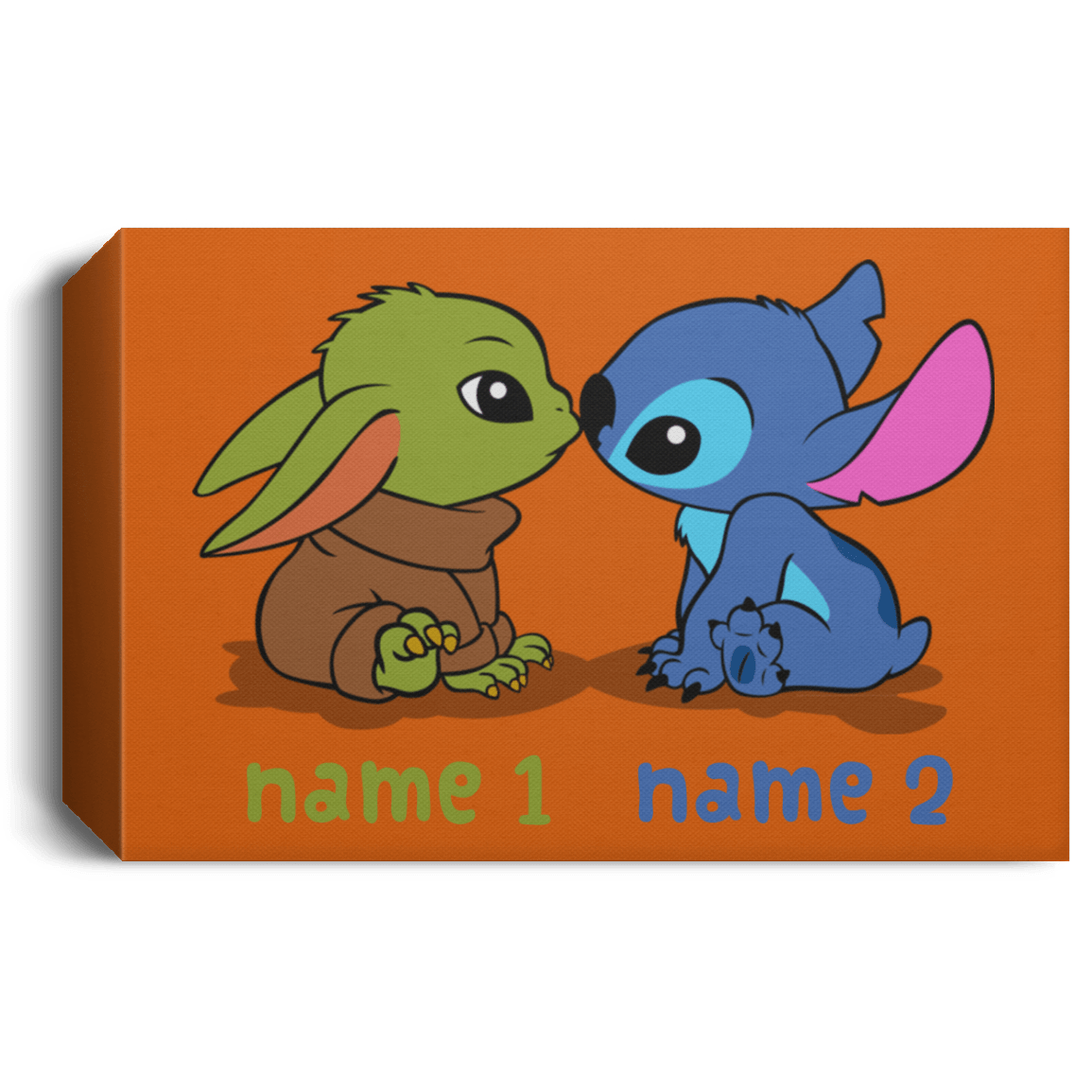 Housewares Burnt Orange / 24" x 16" Baby Yoda and Stitch Personalized Landscape Canvas