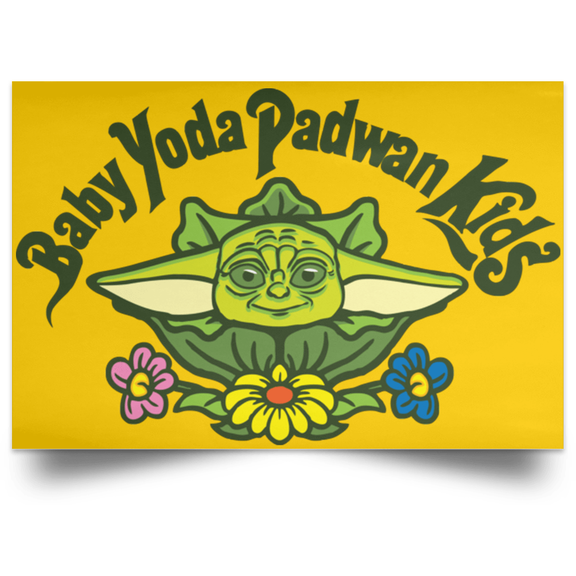 Housewares Athletic Gold / 18" x 12" Baby Yoda Padwan Kids Landscape Poster