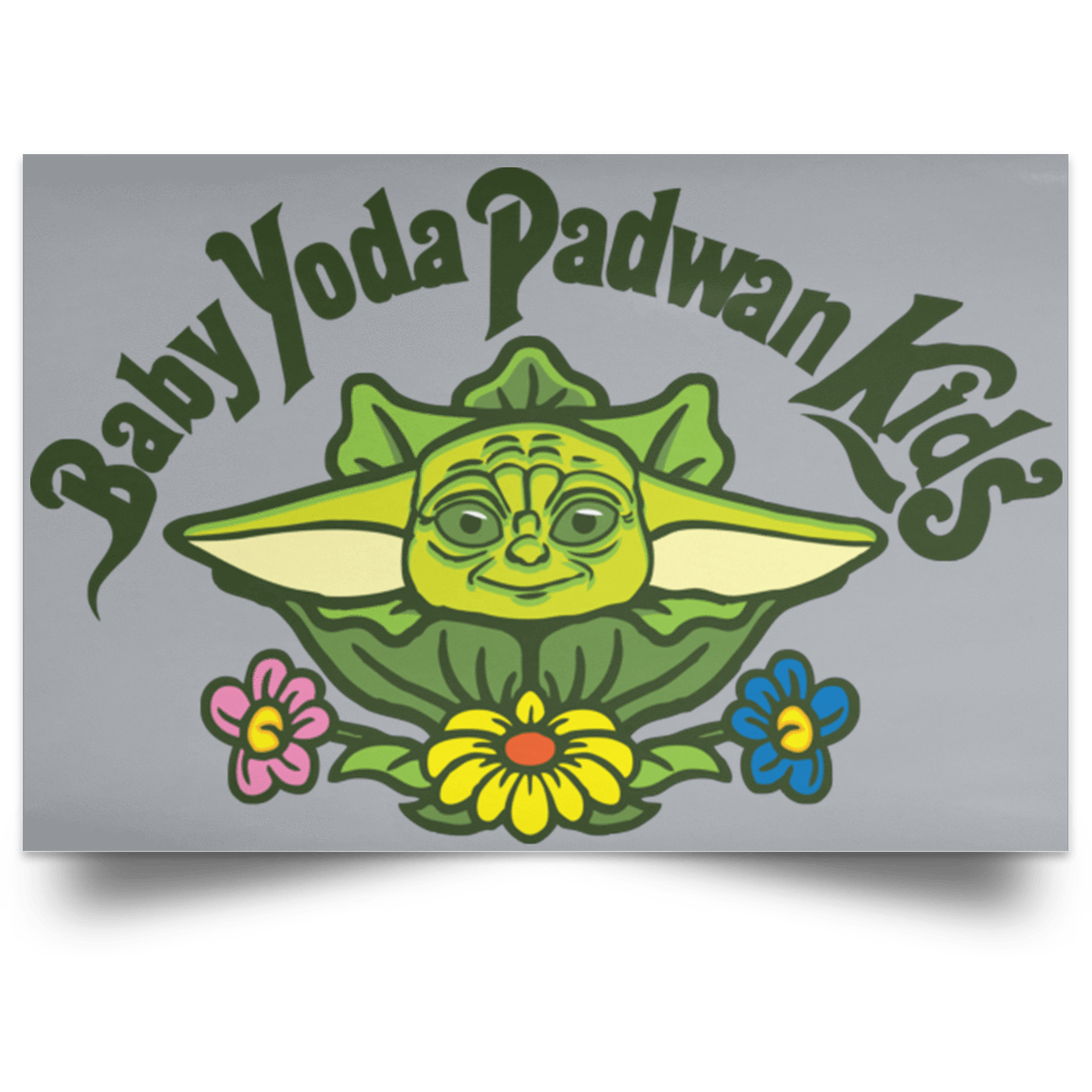 Housewares Grey / 18" x 12" Baby Yoda Padwan Kids Landscape Poster