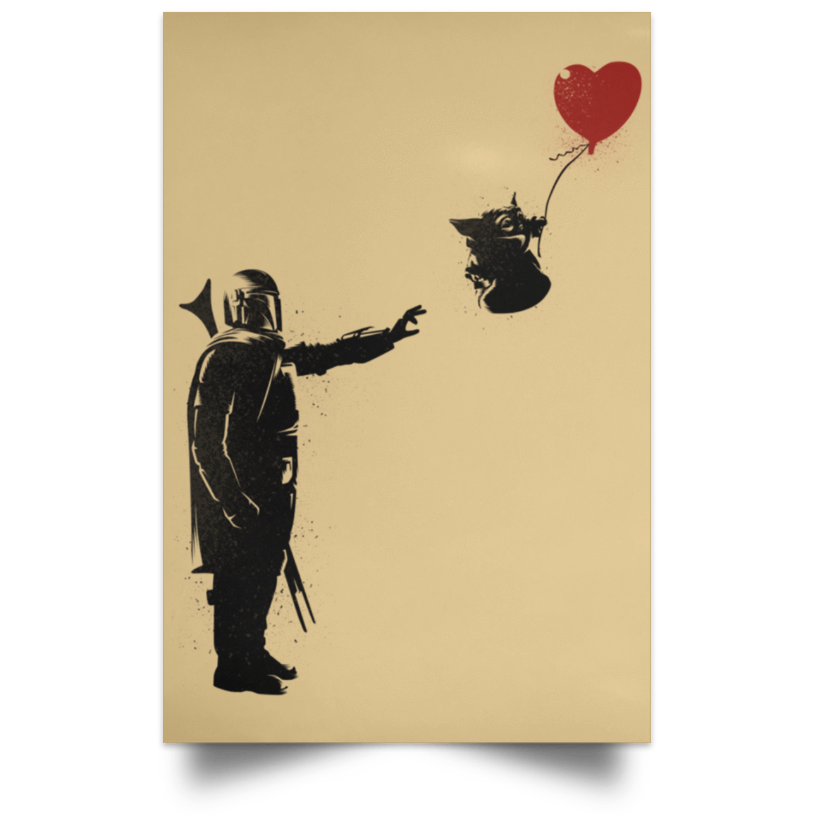 Housewares Tan / 12" x 18" Banksy Baby Yoda Portrait Poster