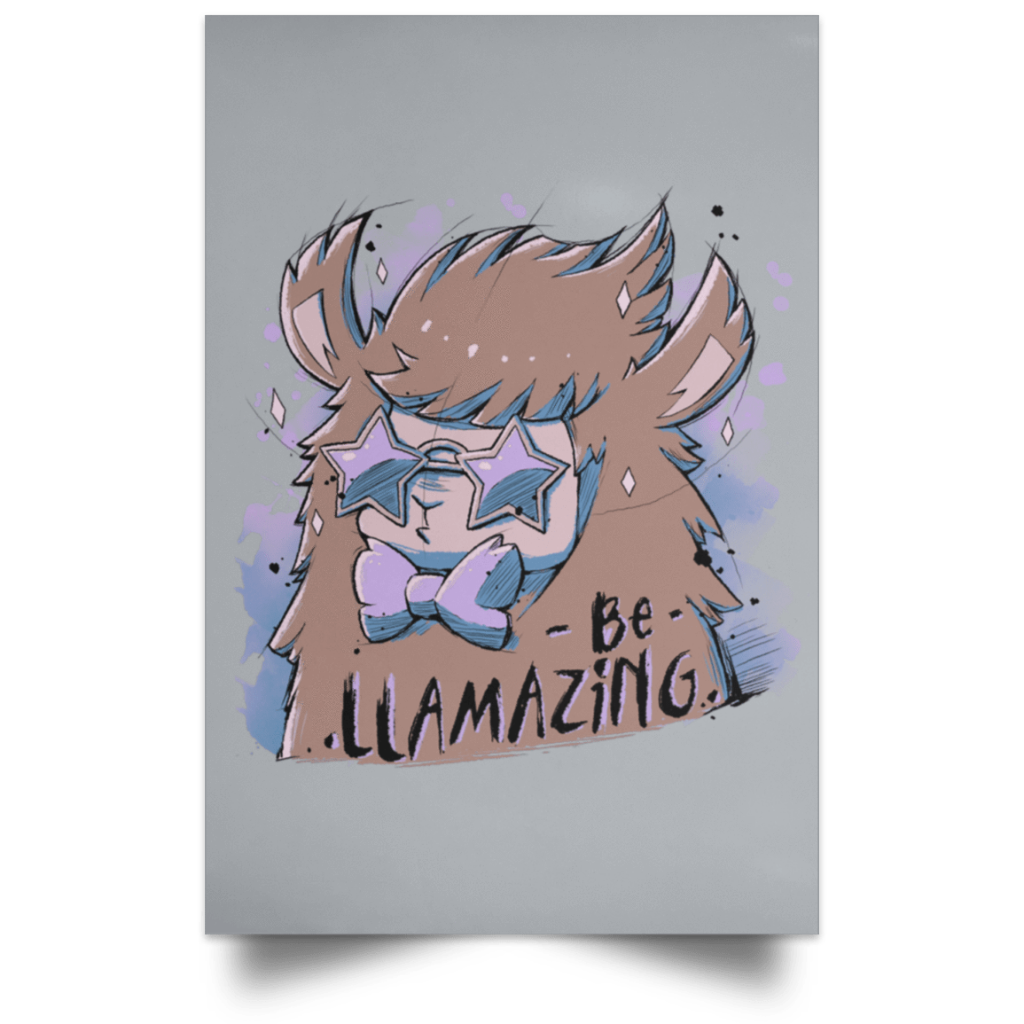 Housewares Grey / 12" x 18" Be Llamazing Portrait Poster