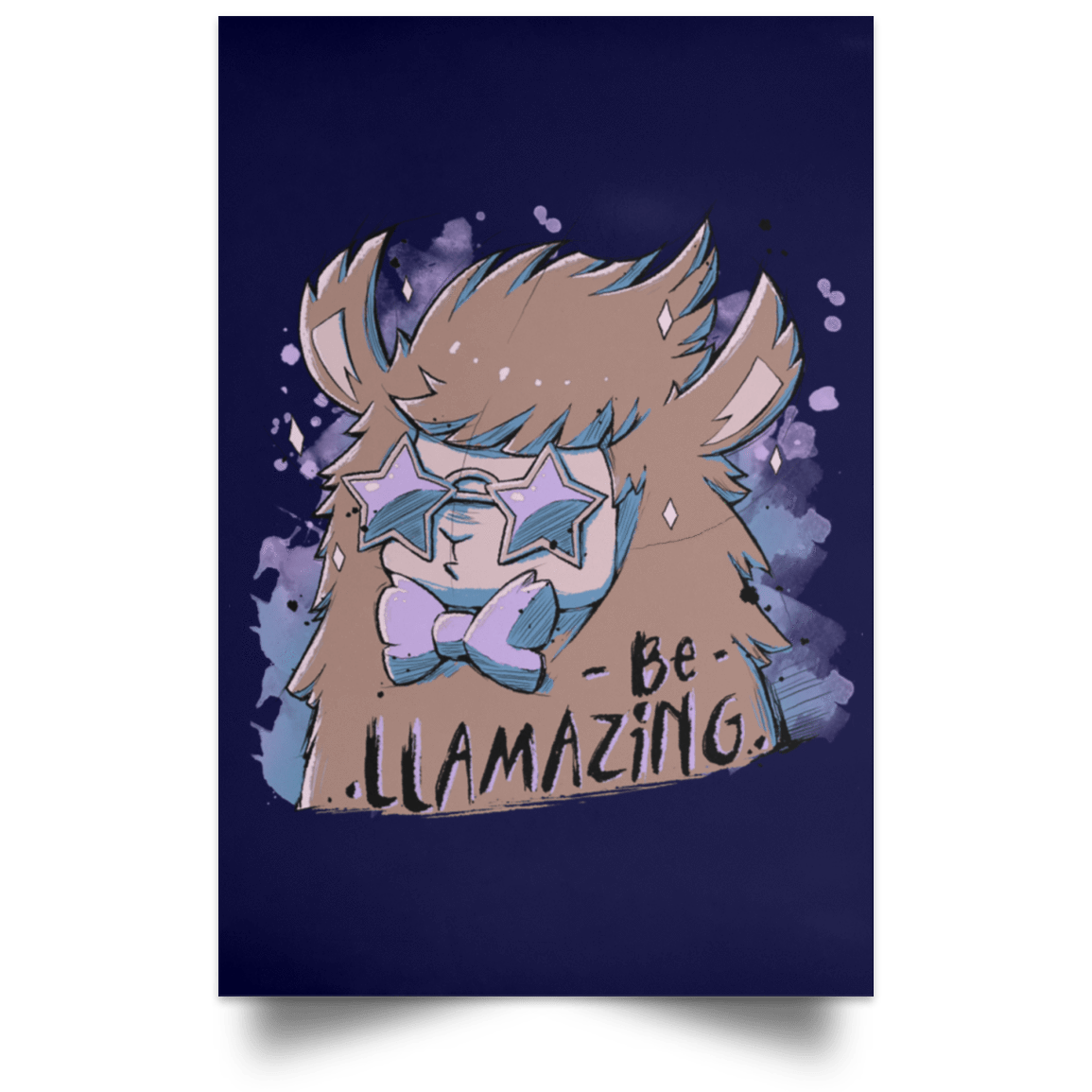 Housewares Navy / 12" x 18" Be Llamazing Portrait Poster