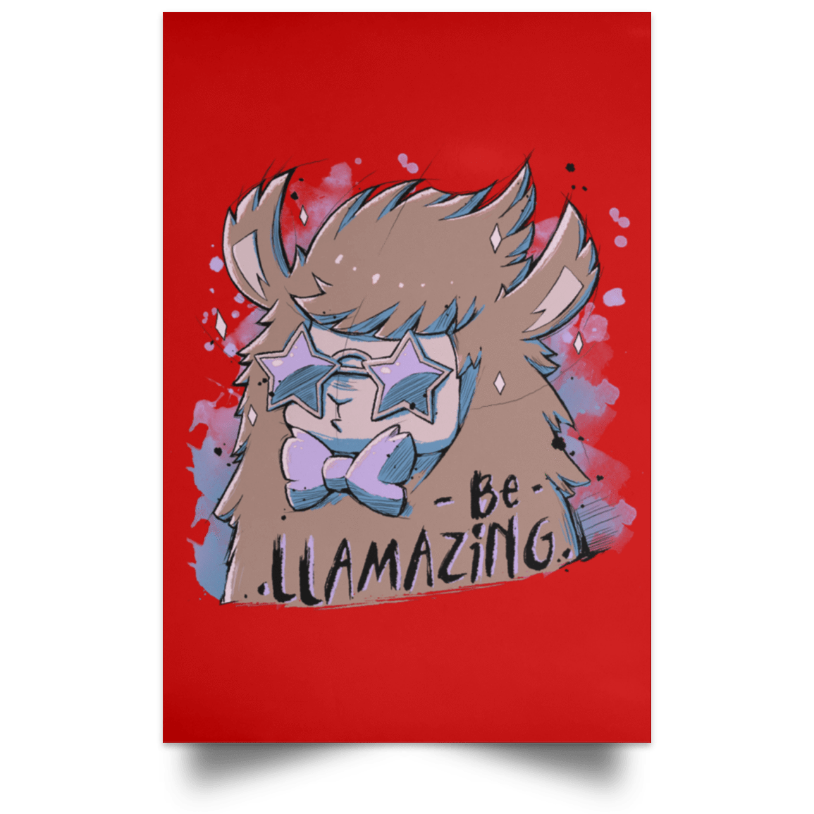 Housewares Red / 12" x 18" Be Llamazing Portrait Poster