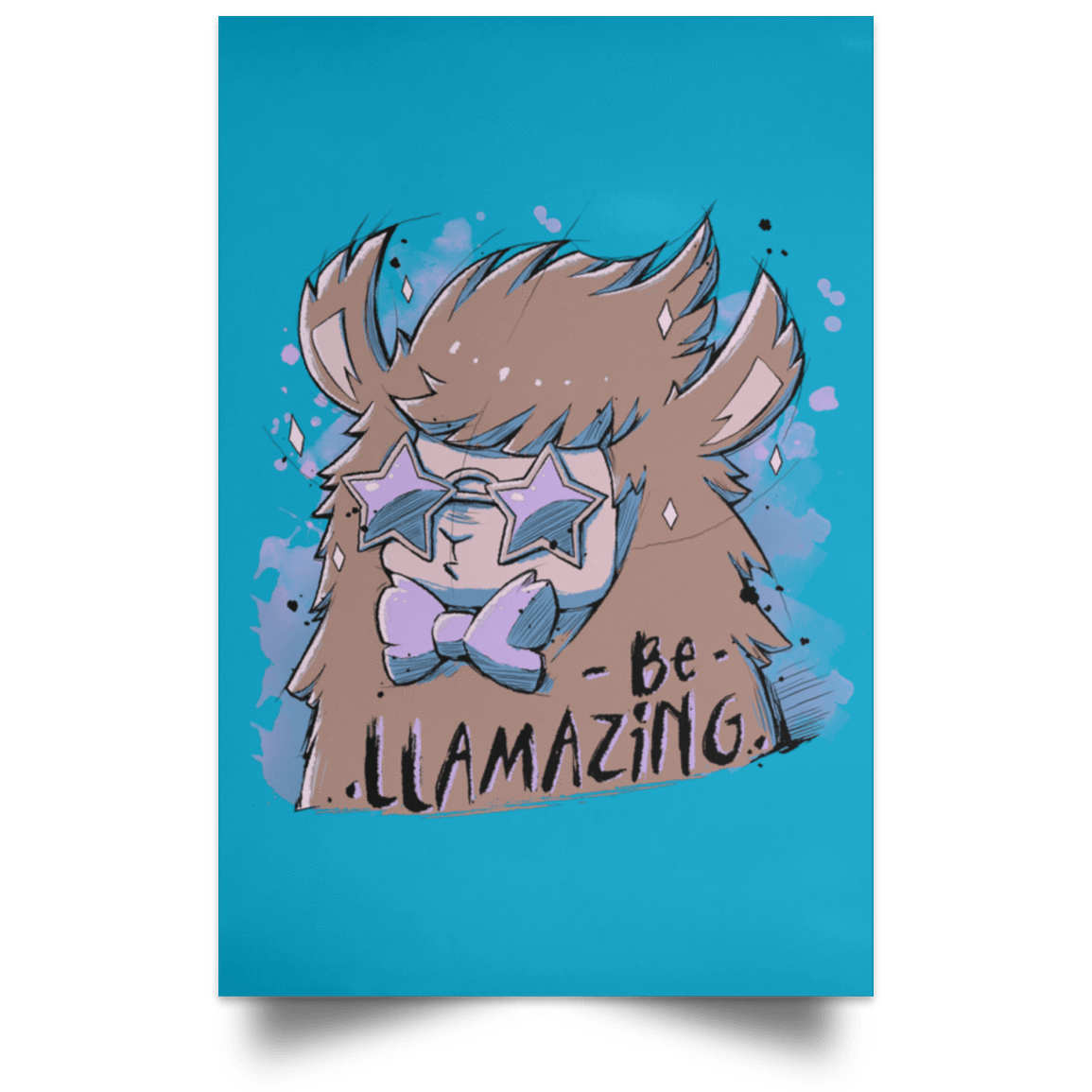 Housewares Turquoise / 12" x 18" Be Llamazing Portrait Poster