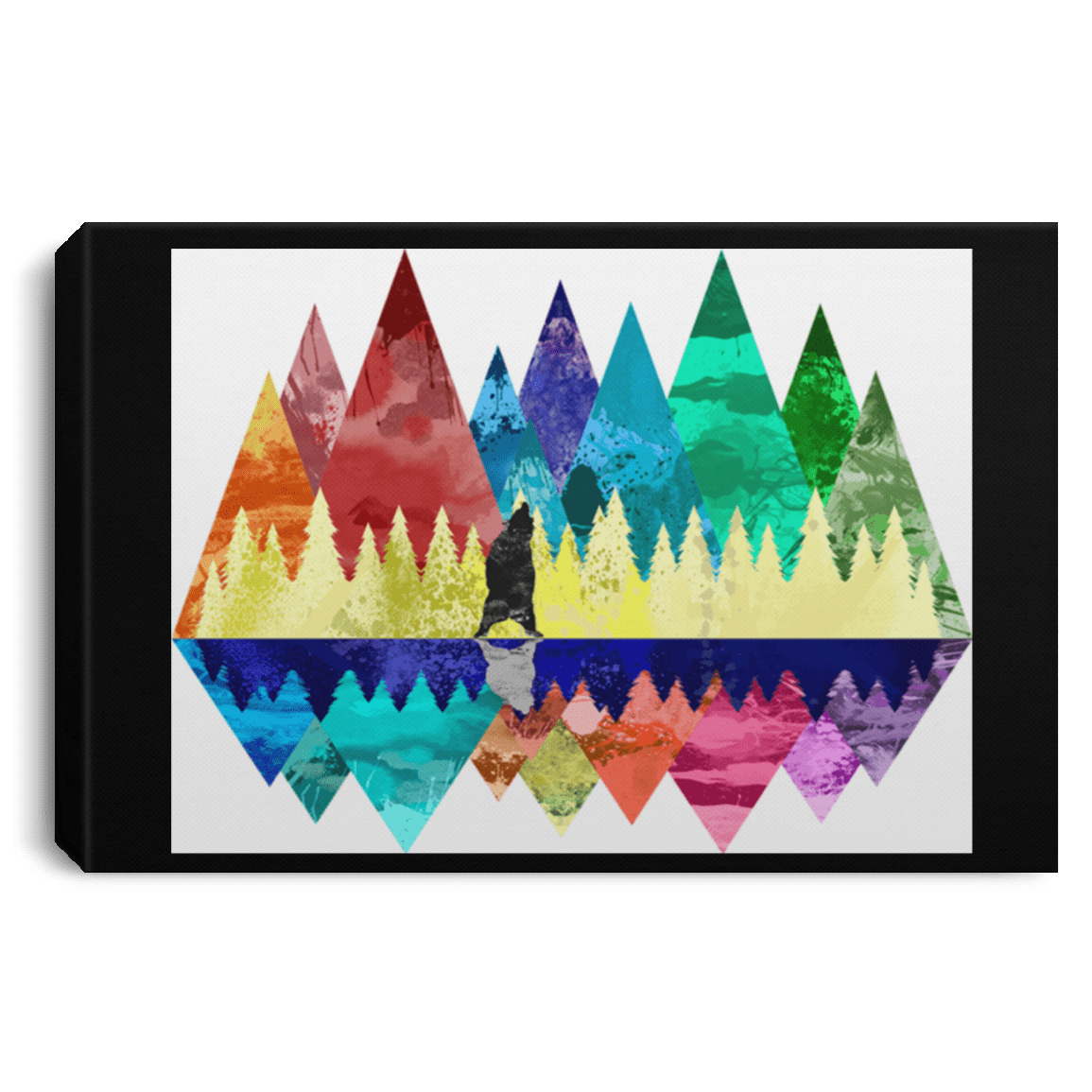 Housewares Black / 12" x 8" Bear Color Forest Premium Landscape Canvas