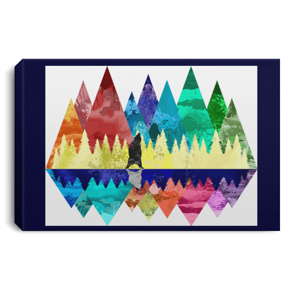 Housewares Navy / 12" x 8" Bear Color Forest Premium Landscape Canvas