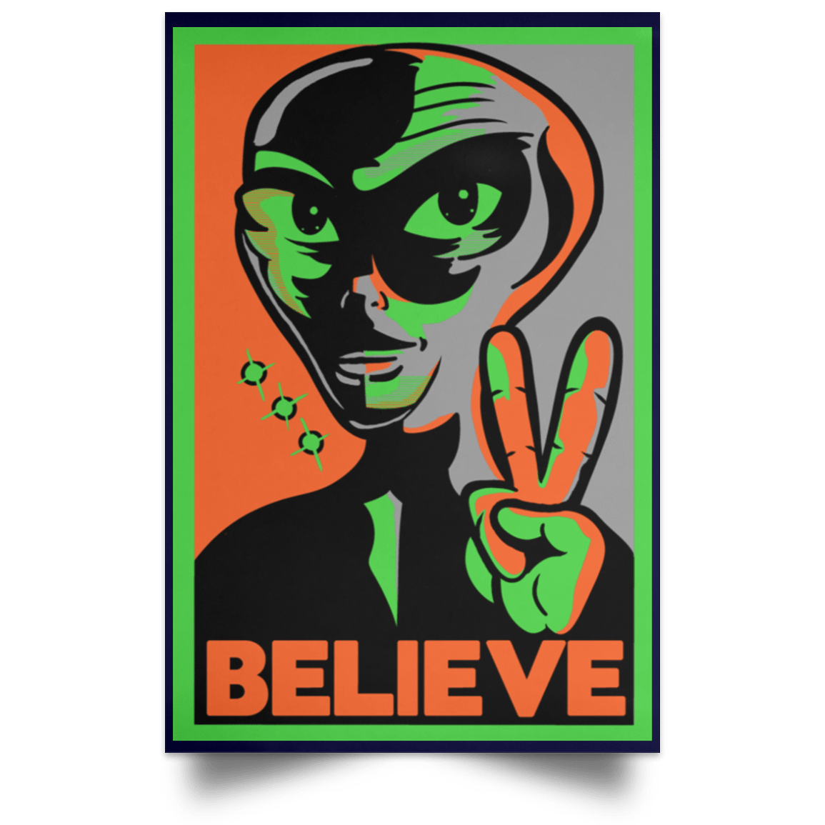 Housewares Navy / 12" x 18" Believe Portrait Poster