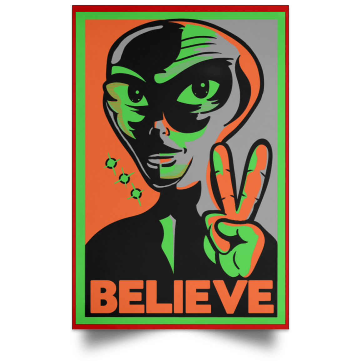 Housewares Red / 12" x 18" Believe Portrait Poster