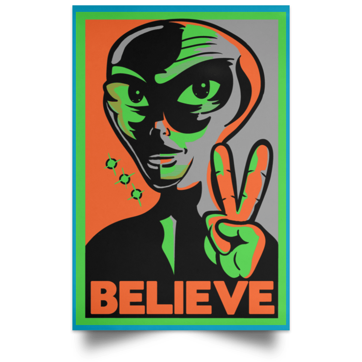 Housewares Turquoise / 12" x 18" Believe Portrait Poster