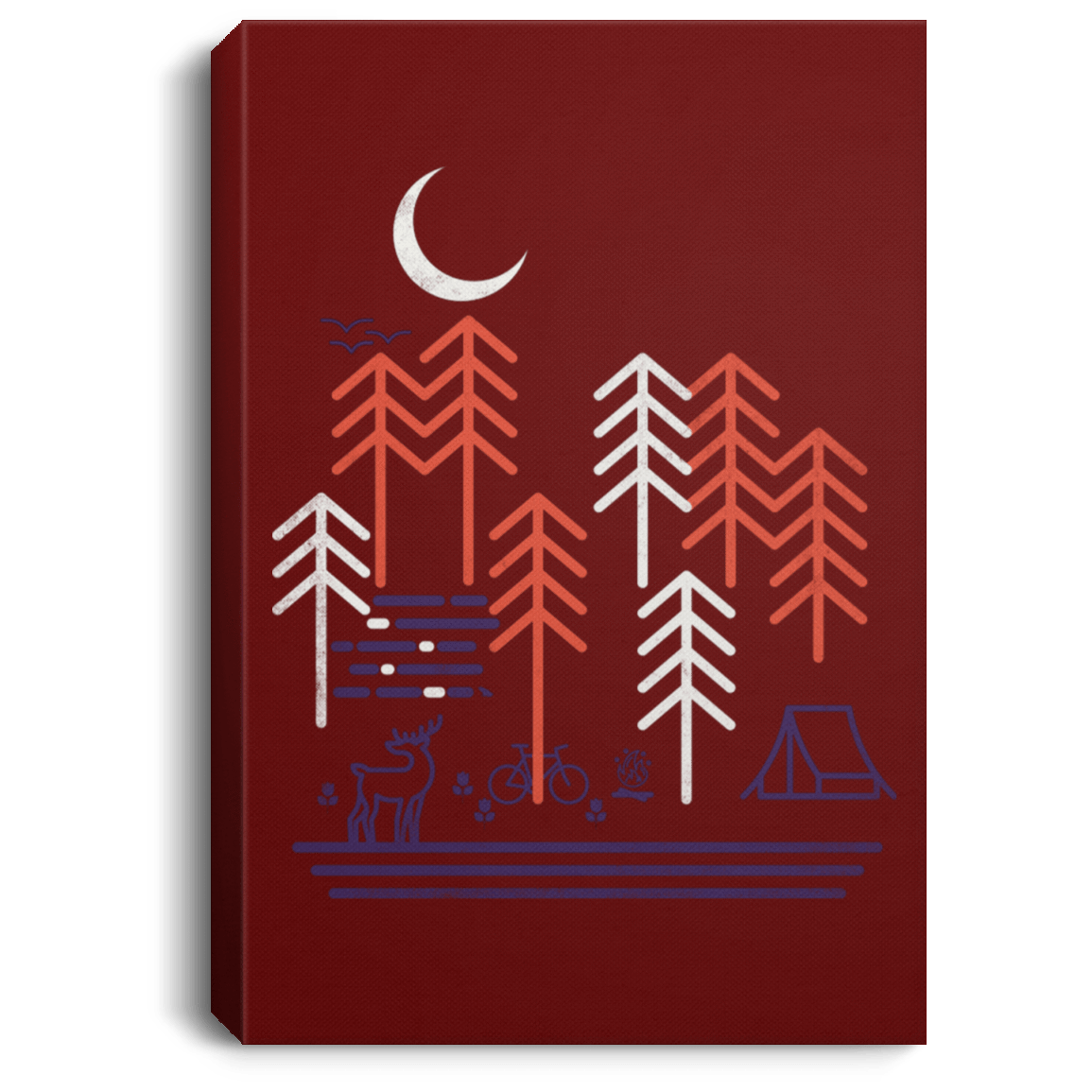 Housewares Maroon / 8" x 12" Bicycle Days Premium Portrait Canvas