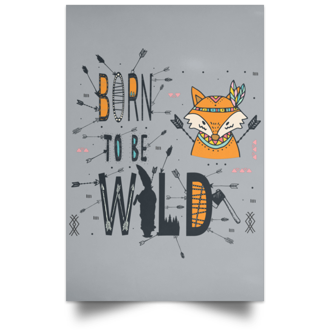 Housewares Grey / 12" x 18" Born To Be Wild Fox Portrait Poster
