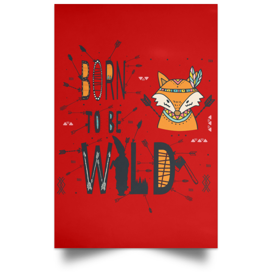 Housewares Red / 12" x 18" Born To Be Wild Fox Portrait Poster
