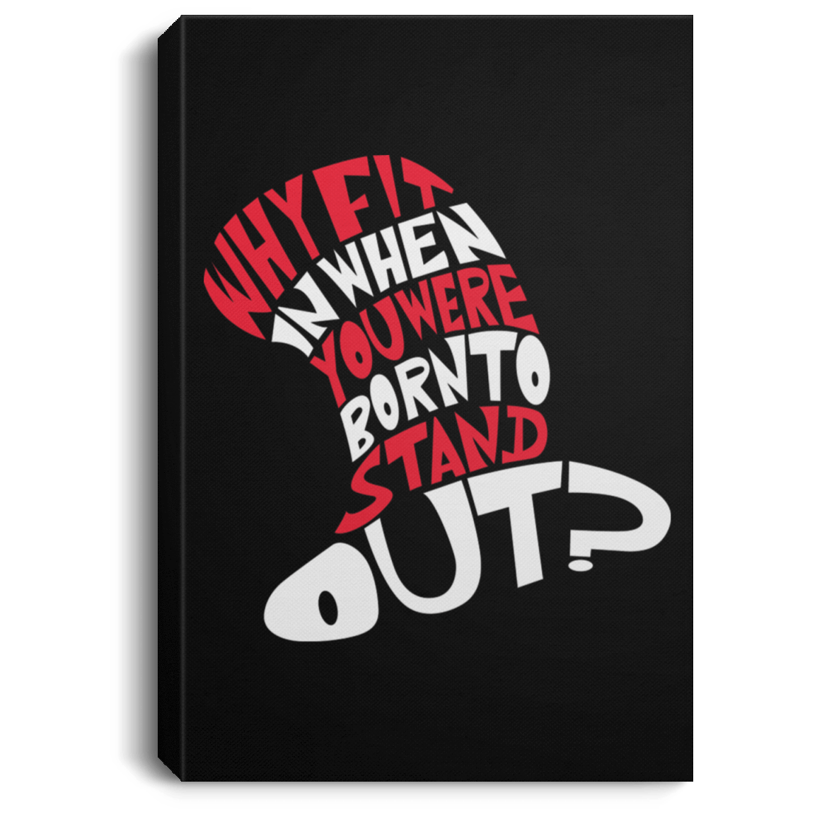 Housewares Black / 8" x 12" Cat In The Hat Premium Portrait Canvas