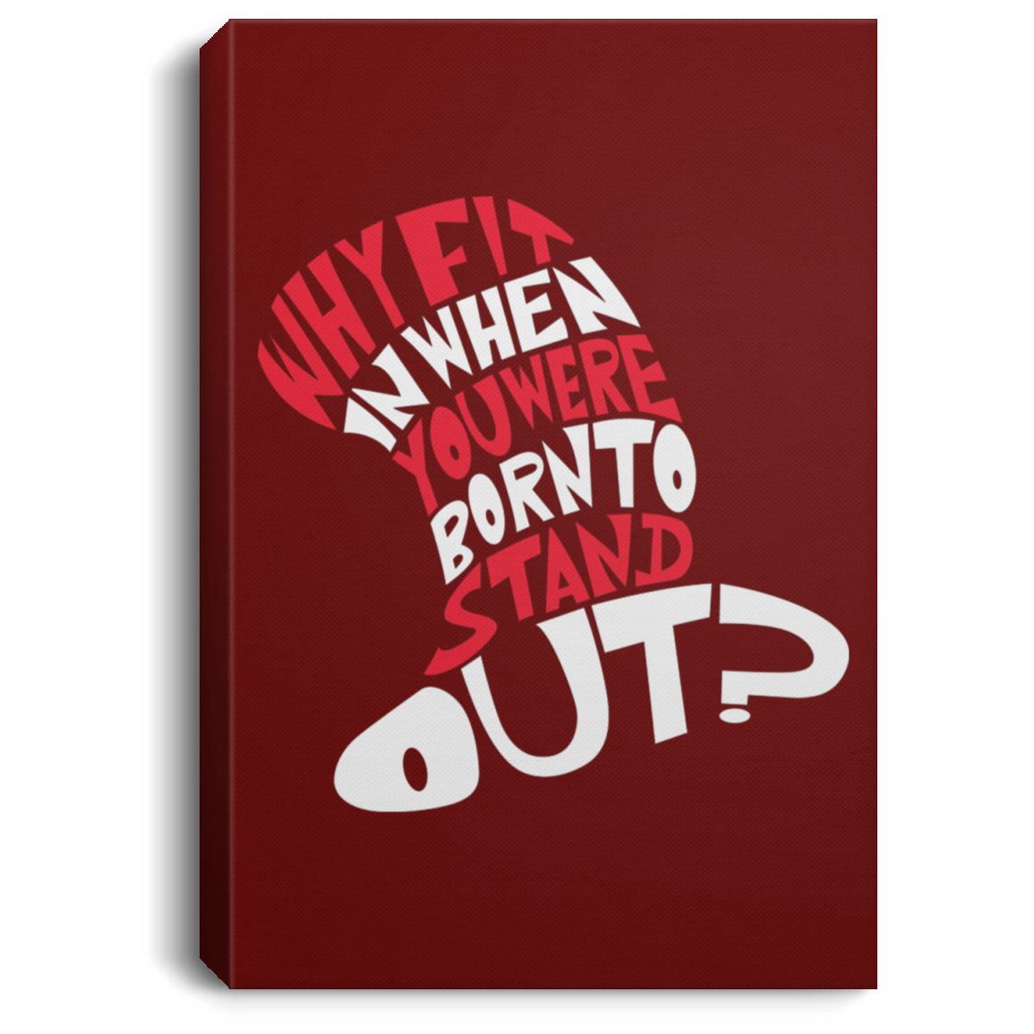 Housewares Maroon / 8" x 12" Cat In The Hat Premium Portrait Canvas