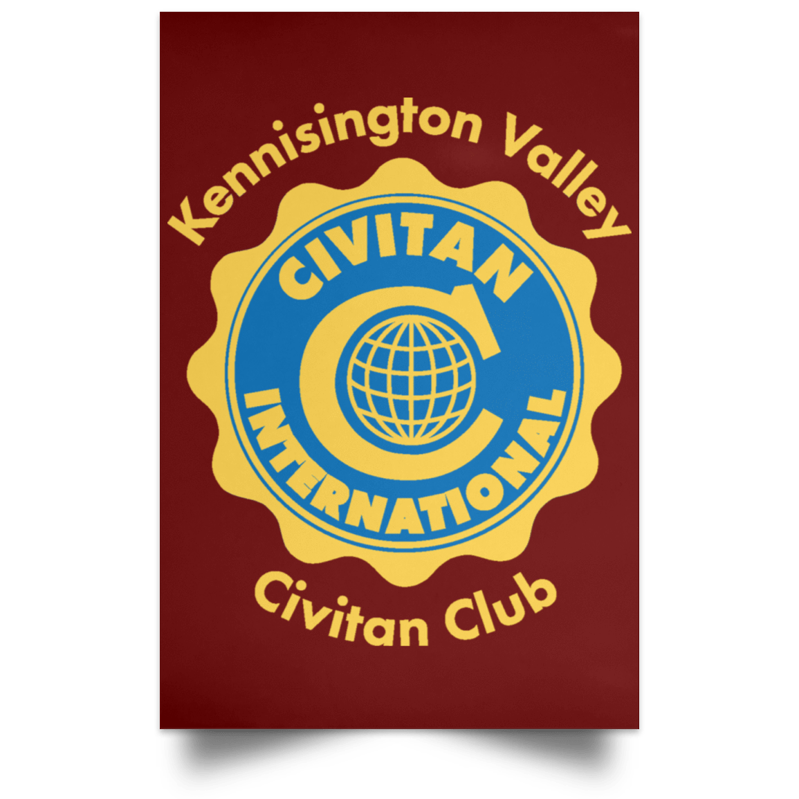 Housewares Maroon / 12" x 18" Civitan Front Satin Portrait Poster