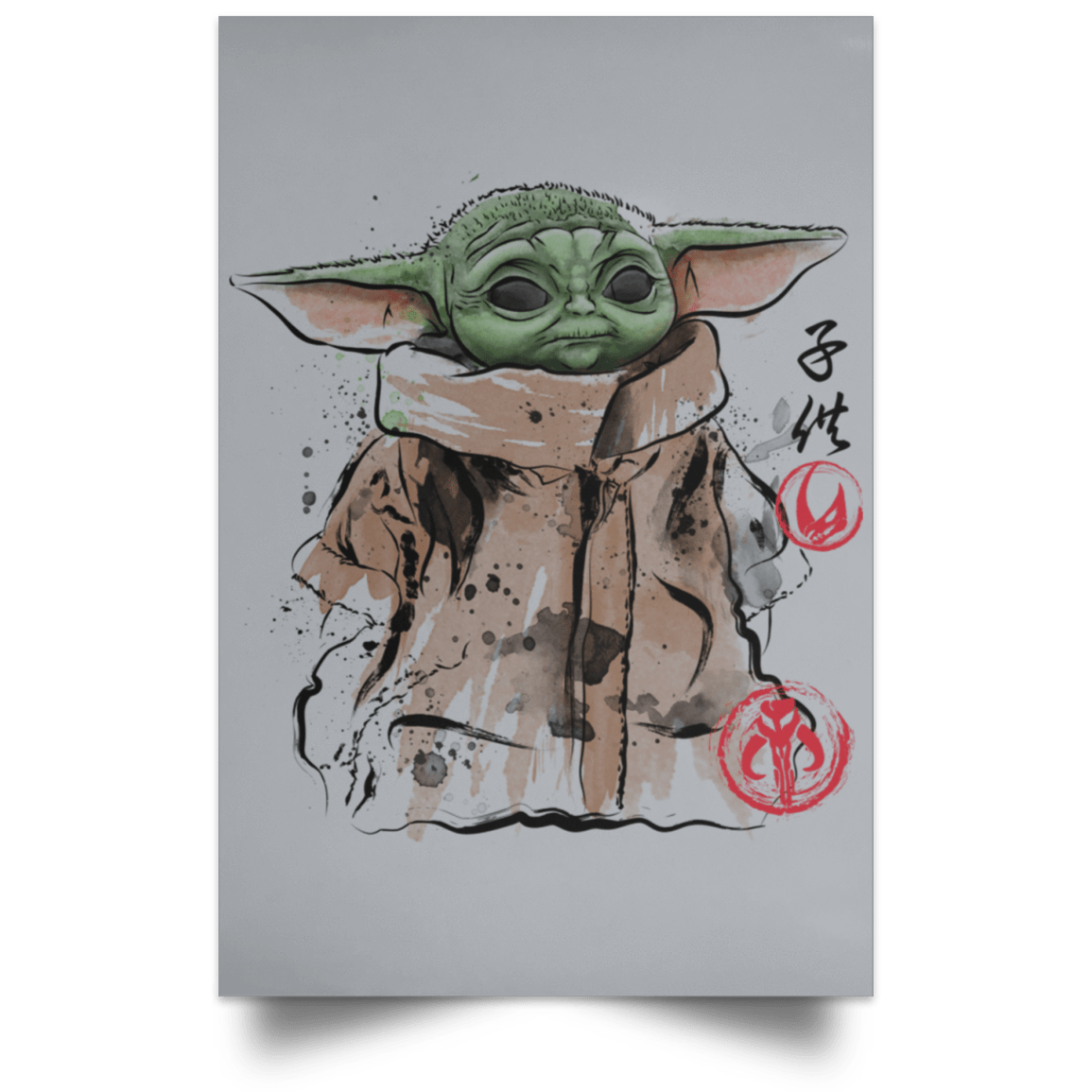 Housewares Grey / 12" x 18" Clan of Two The Child Portrait Poster