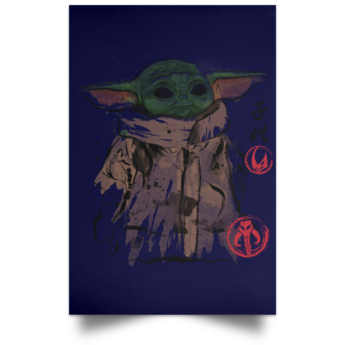 Housewares Navy / 12" x 18" Clan of Two The Child Portrait Poster