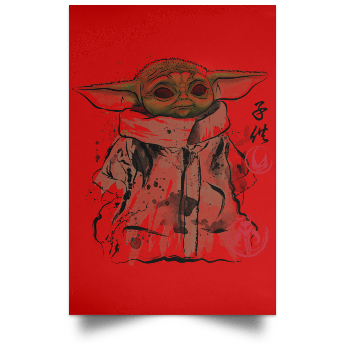 Housewares Red / 12" x 18" Clan of Two The Child Portrait Poster