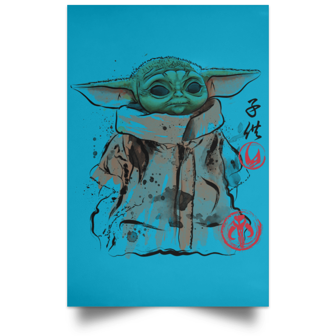 Housewares Turquoise / 12" x 18" Clan of Two The Child Portrait Poster