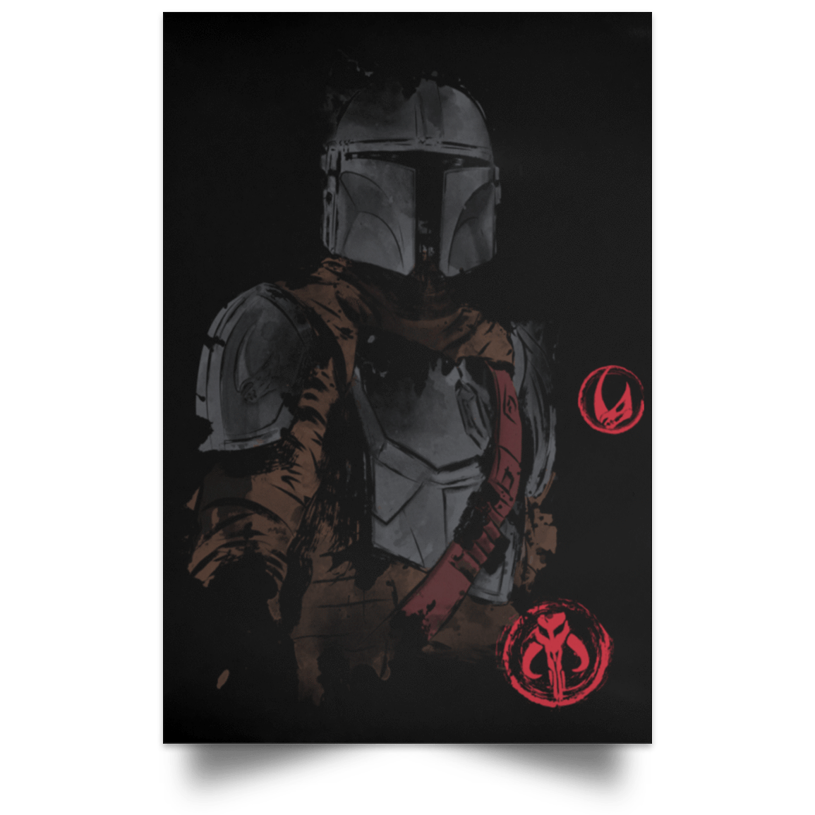 Housewares Black / 12" x 18" Clan of Two The Mandalorian Portrait Poster
