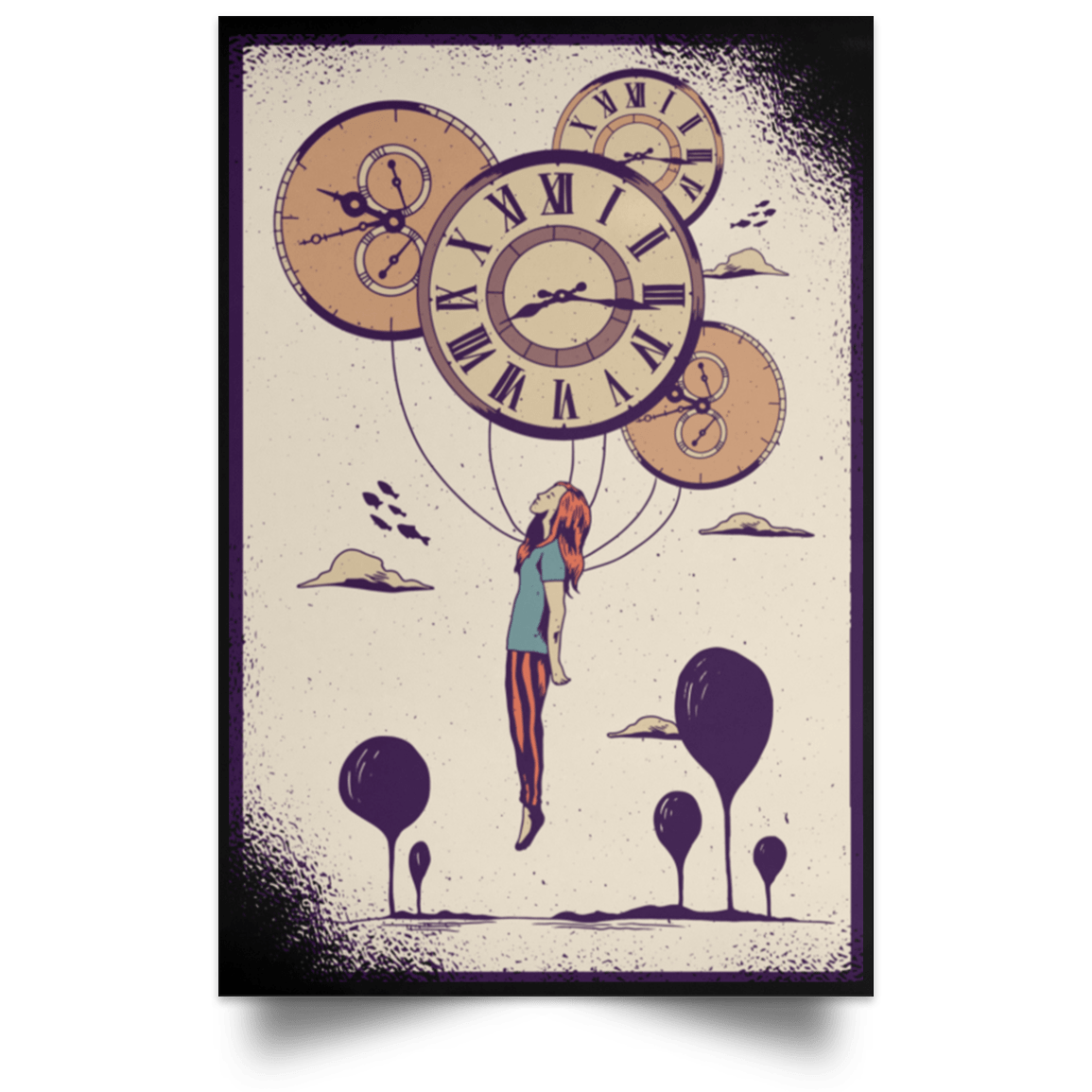 Housewares Black / 12" x 18" Clock Portrait Poster