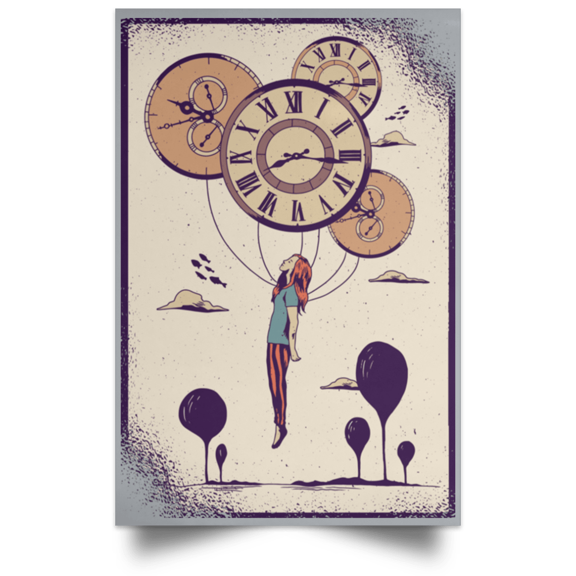 Housewares Grey / 12" x 18" Clock Portrait Poster