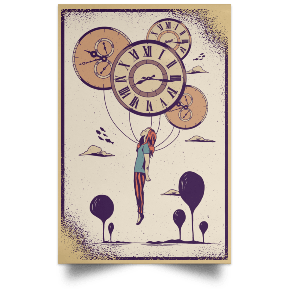 Housewares Tan / 12" x 18" Clock Portrait Poster