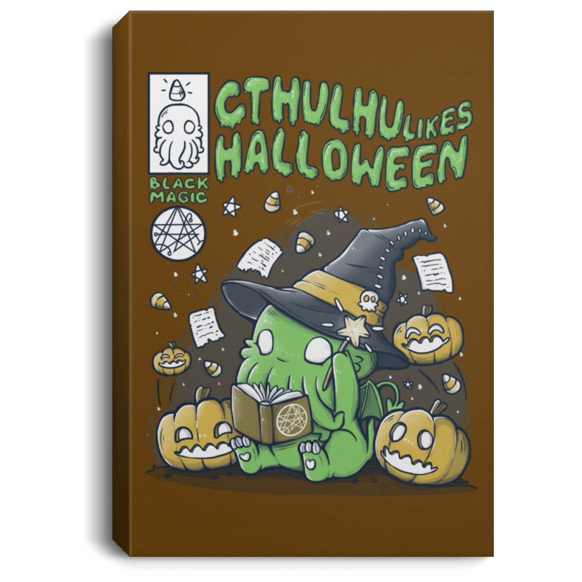 Housewares Brown / 8" x 12" Cthulhu Likes Halloween Premium Portrait Canvas