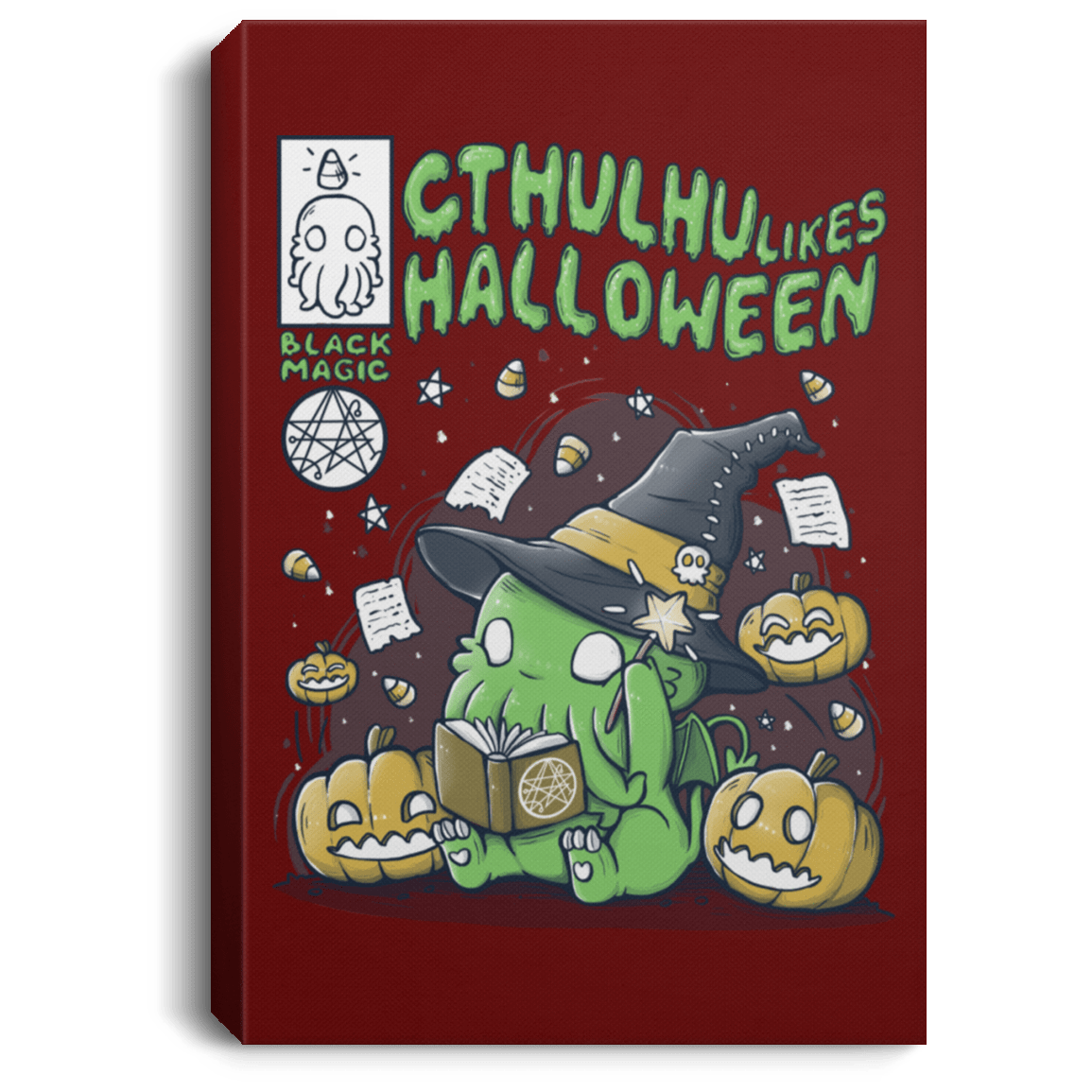 Housewares Maroon / 8" x 12" Cthulhu Likes Halloween Premium Portrait Canvas