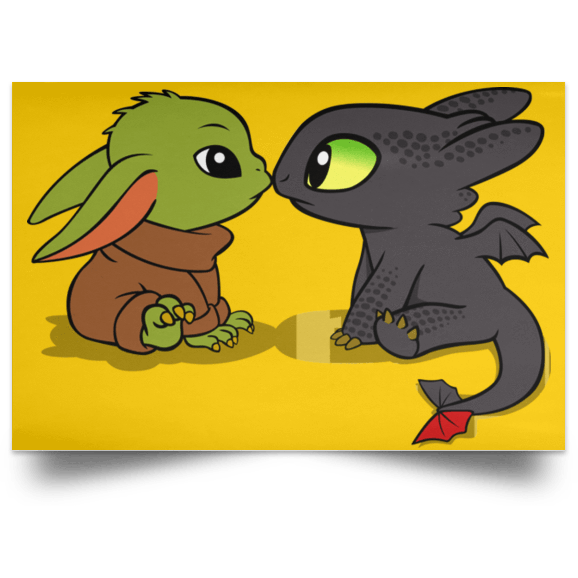 Housewares Athletic Gold / 18" x 12" Dragon Fury Baby Yoda Landscape Poster