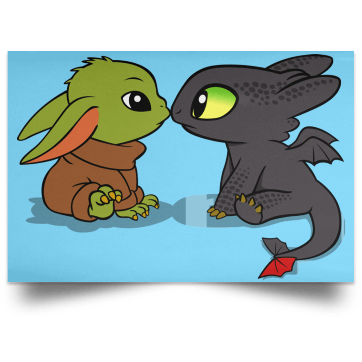 Housewares Columbia Blue / 18" x 12" Dragon Fury Baby Yoda Landscape Poster