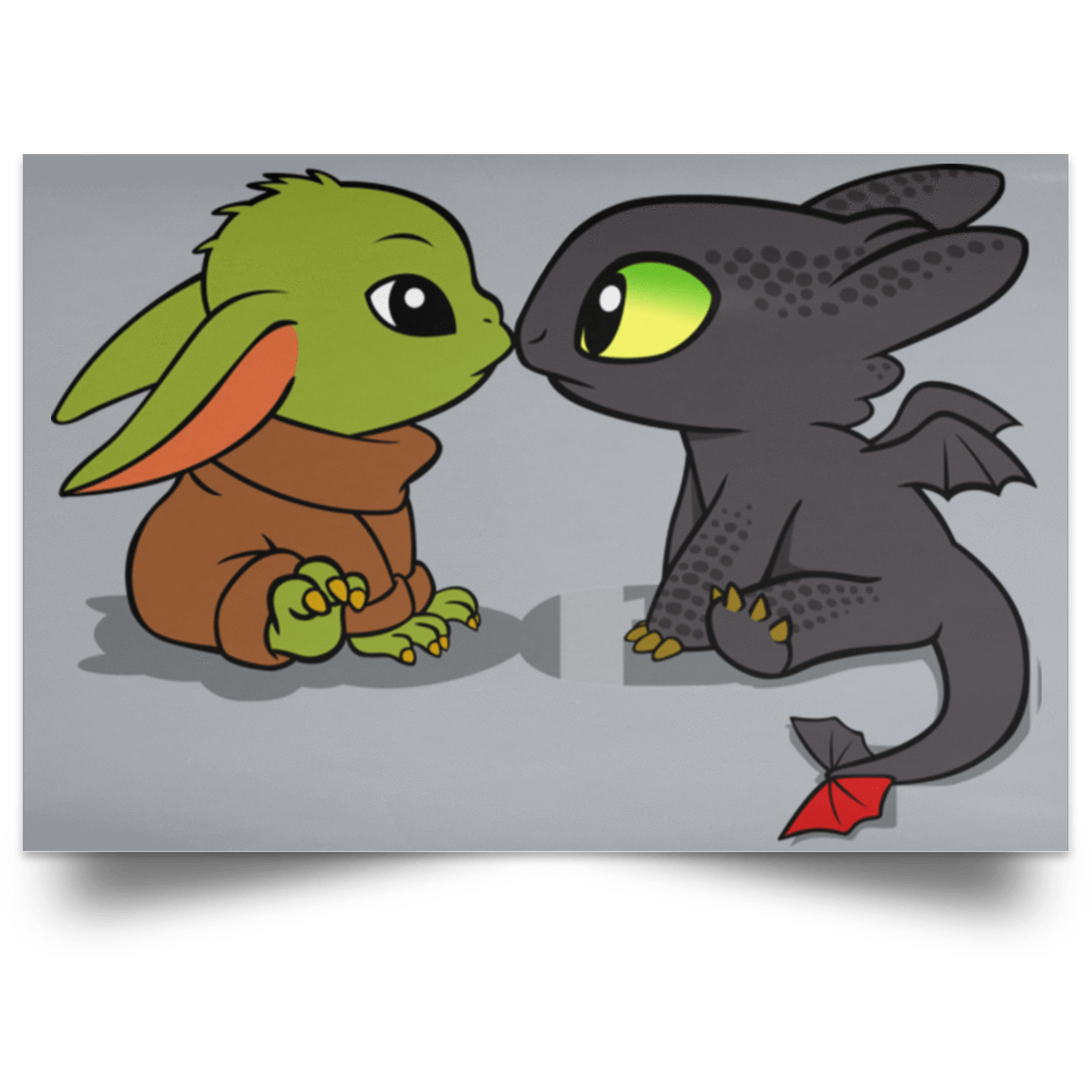 Housewares Grey / 18" x 12" Dragon Fury Baby Yoda Landscape Poster