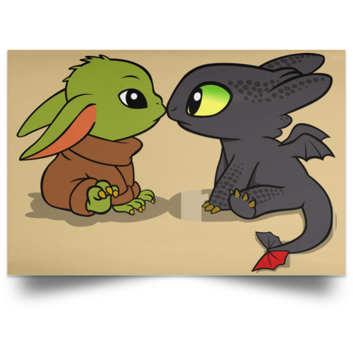 Housewares Tan / 18" x 12" Dragon Fury Baby Yoda Landscape Poster