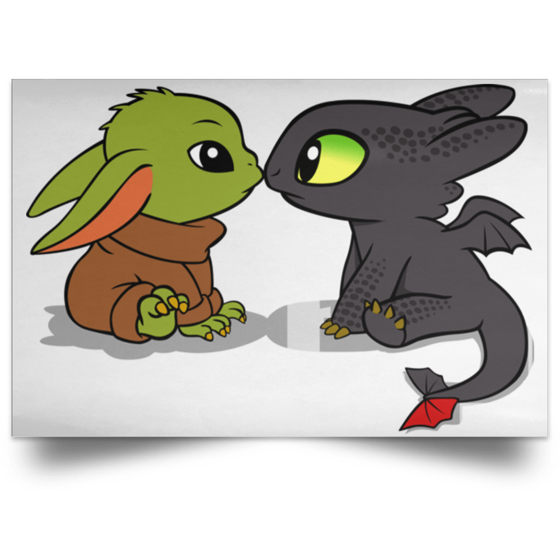 Housewares White / 18" x 12" Dragon Fury Baby Yoda Landscape Poster