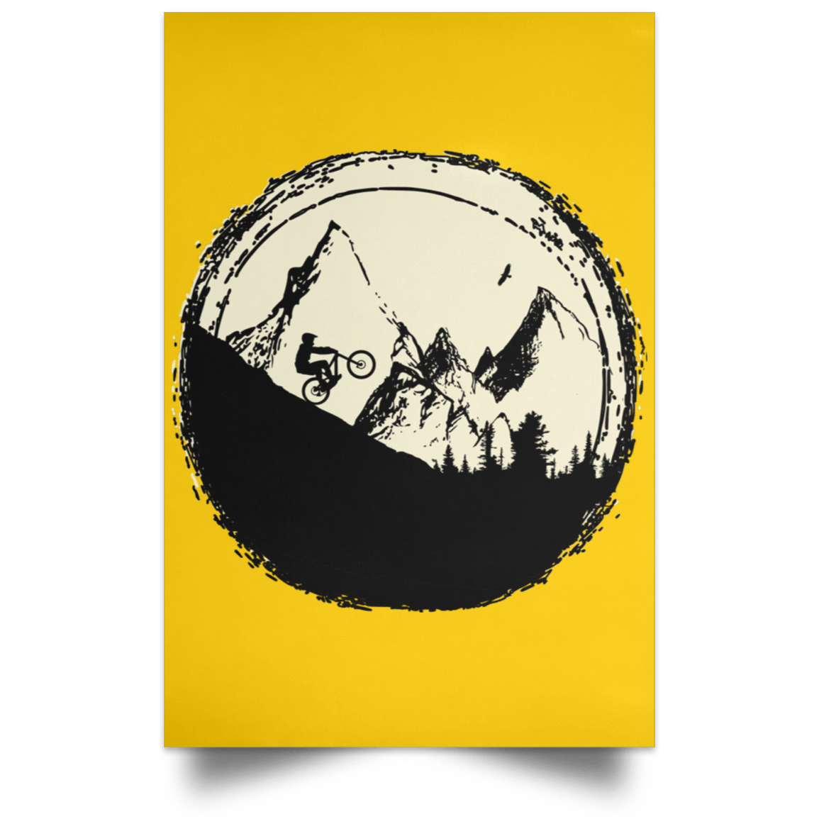 Housewares Athletic Gold / 12" x 18" Flying Eagle Mountain Bike Portrait Poster