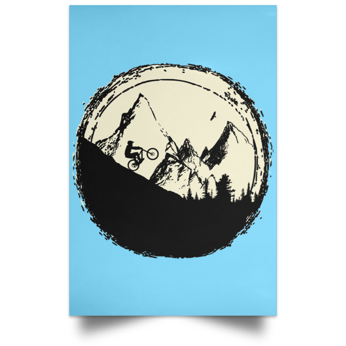 Housewares Columbia Blue / 12" x 18" Flying Eagle Mountain Bike Portrait Poster