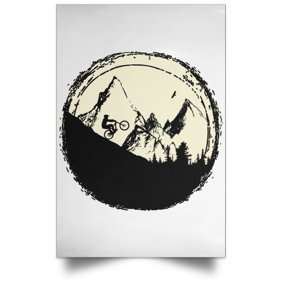 Housewares White / 12" x 18" Flying Eagle Mountain Bike Portrait Poster
