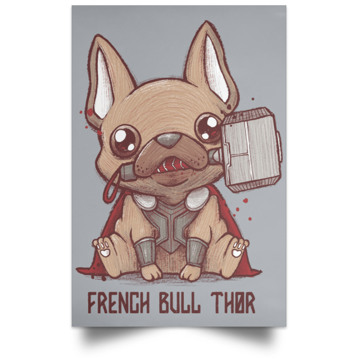 Housewares Grey / 12" x 18" French Bull Thor Portrait Poster