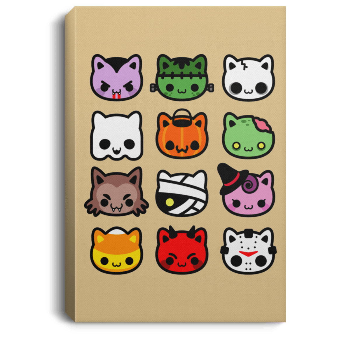 Housewares Tan / 8" x 12" Hallow Kitties Premium Portrait Canvas