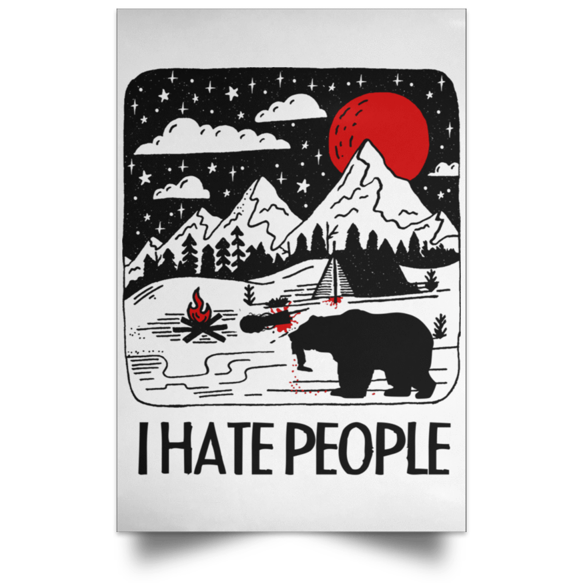Housewares White / 12" x 18" I Hate People Portrait Poster