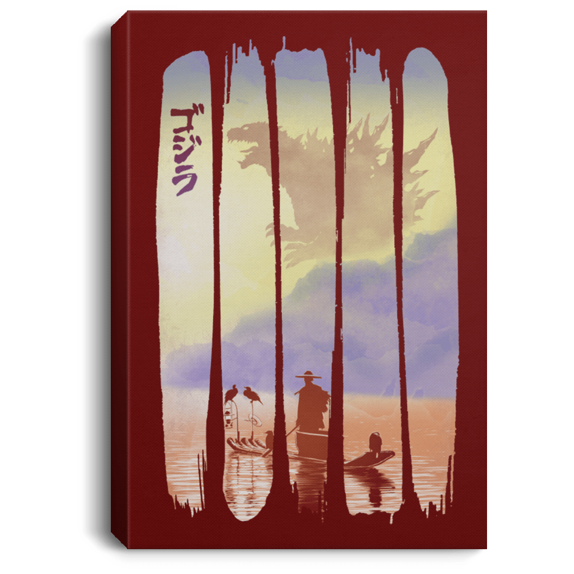 Housewares Maroon / 8" x 12" Japanese Kaiju Premium Portrait Canvas