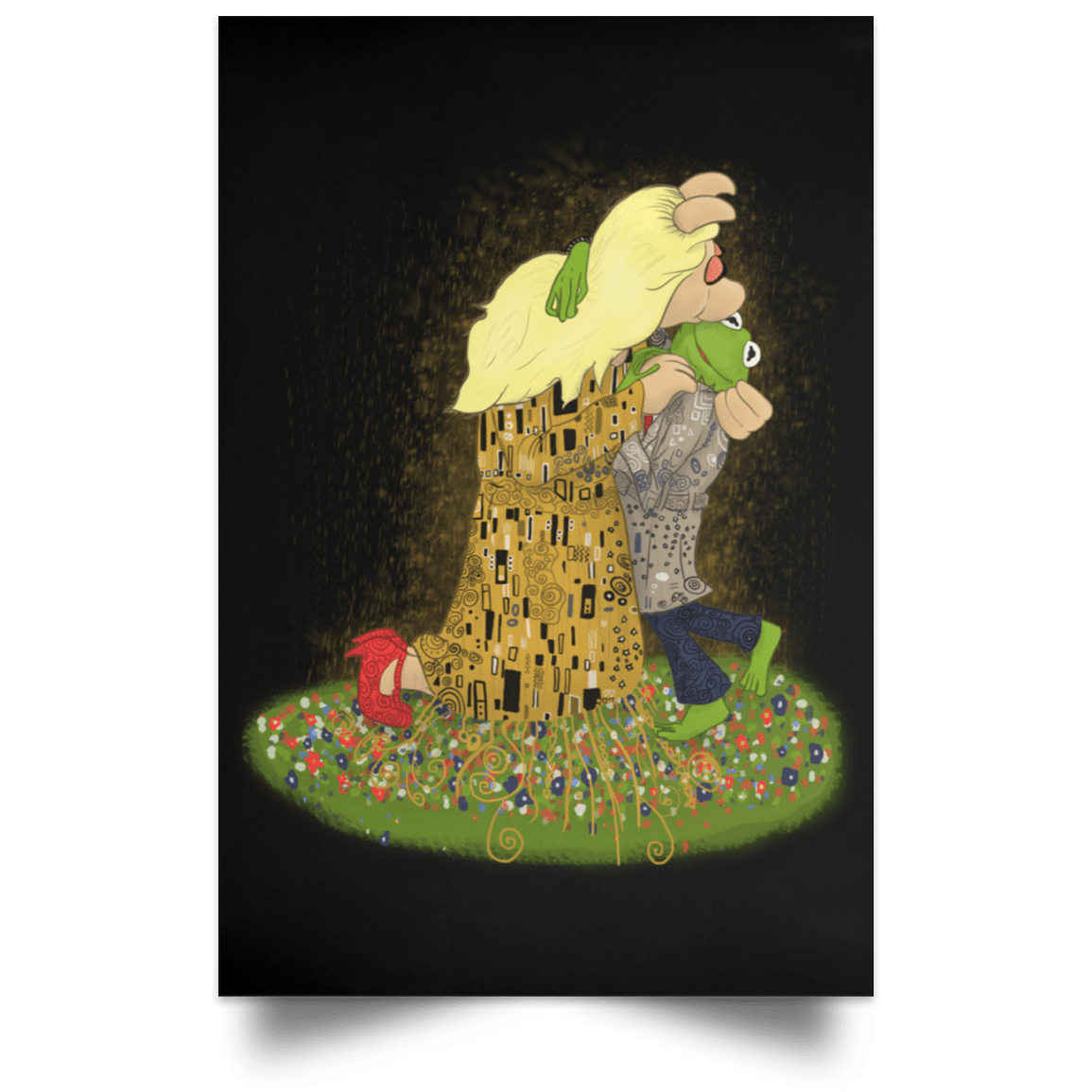 Housewares Black / 12" x 18" Kiss of Muppets Portrait Poster