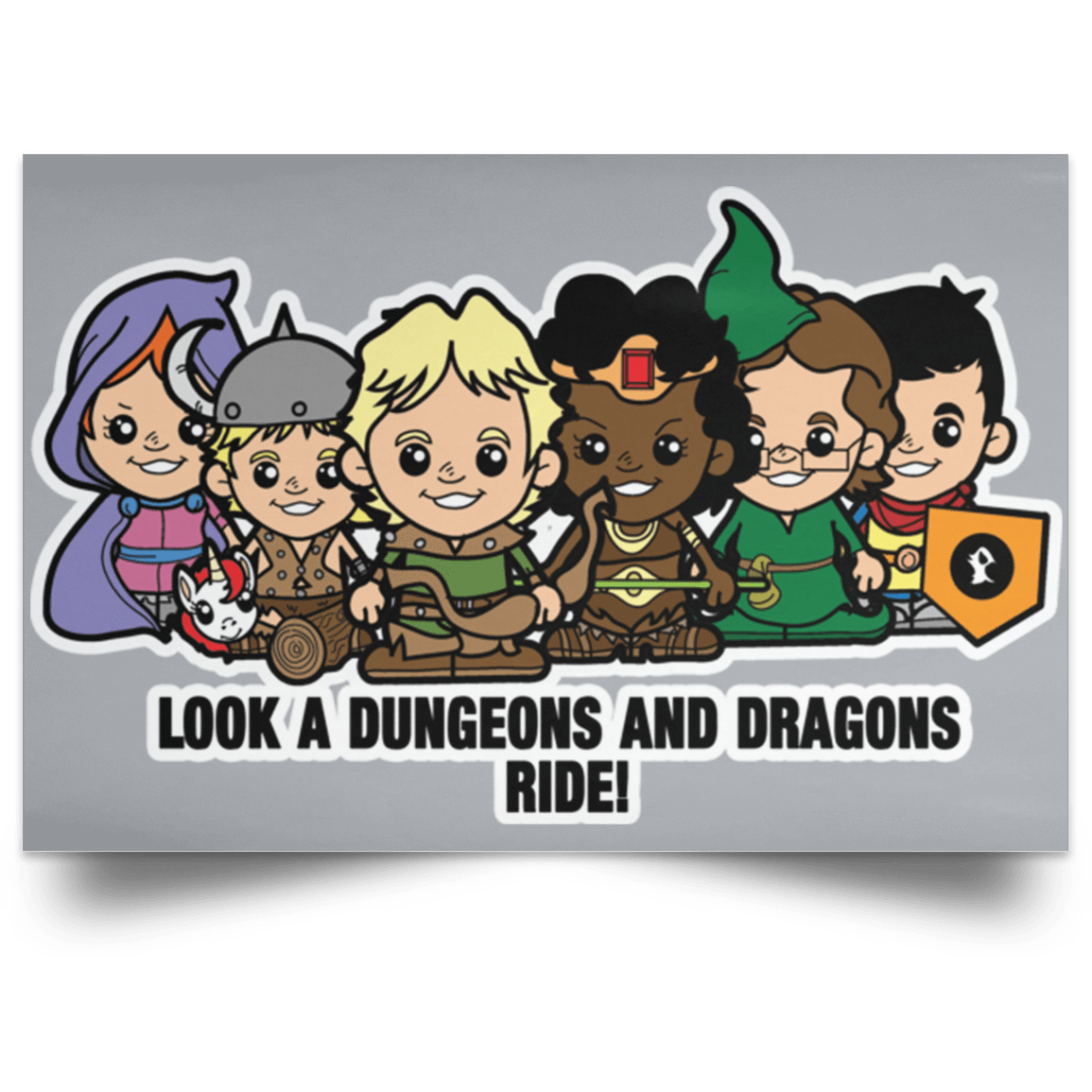 Housewares Grey / 18" x 12" Lil Dungeons and Dragons Landscape Poster