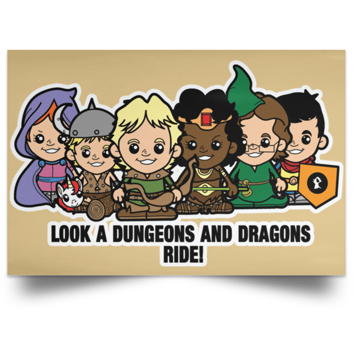 Housewares Tan / 18" x 12" Lil Dungeons and Dragons Landscape Poster