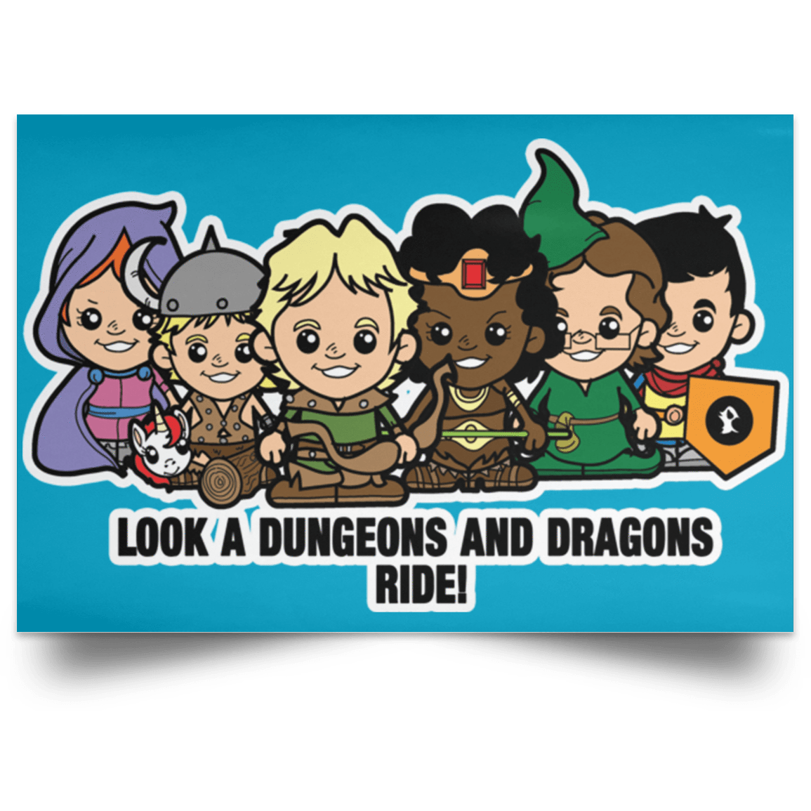 Housewares Turquoise / 18" x 12" Lil Dungeons and Dragons Landscape Poster