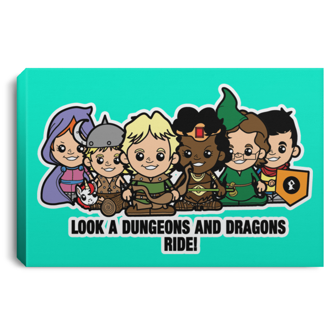 Housewares Teal / 12" x 8" Lil Dungeons and Dragons Premium Landscape Canvas