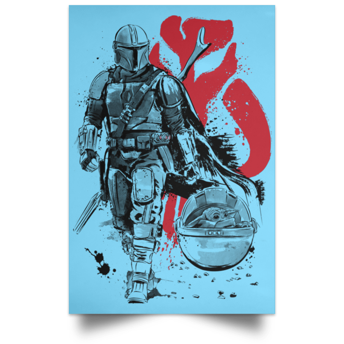 Housewares Columbia Blue / 12" x 18" Lone Hunter and Cub Portrait Poster