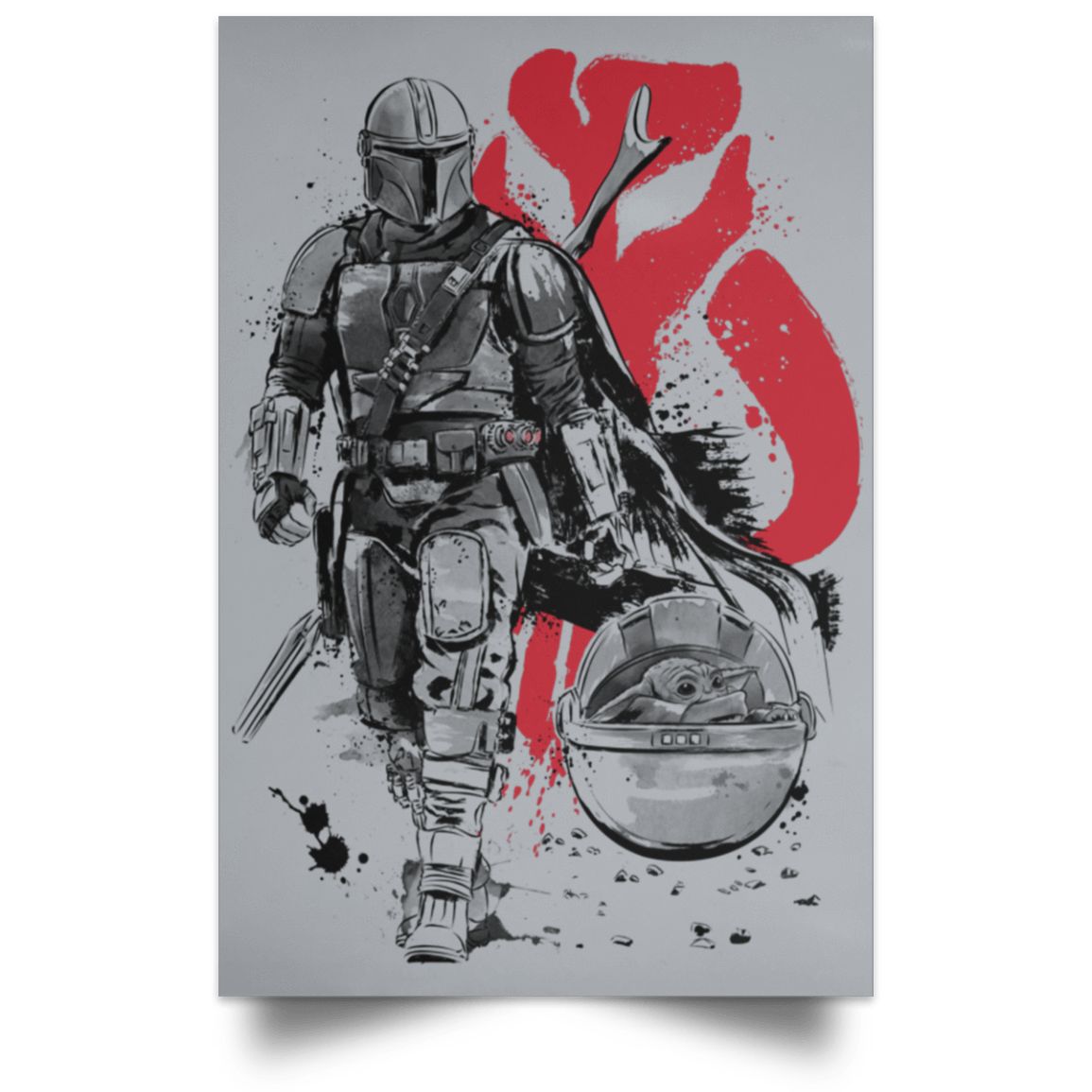 Housewares Grey / 12" x 18" Lone Hunter and Cub Portrait Poster