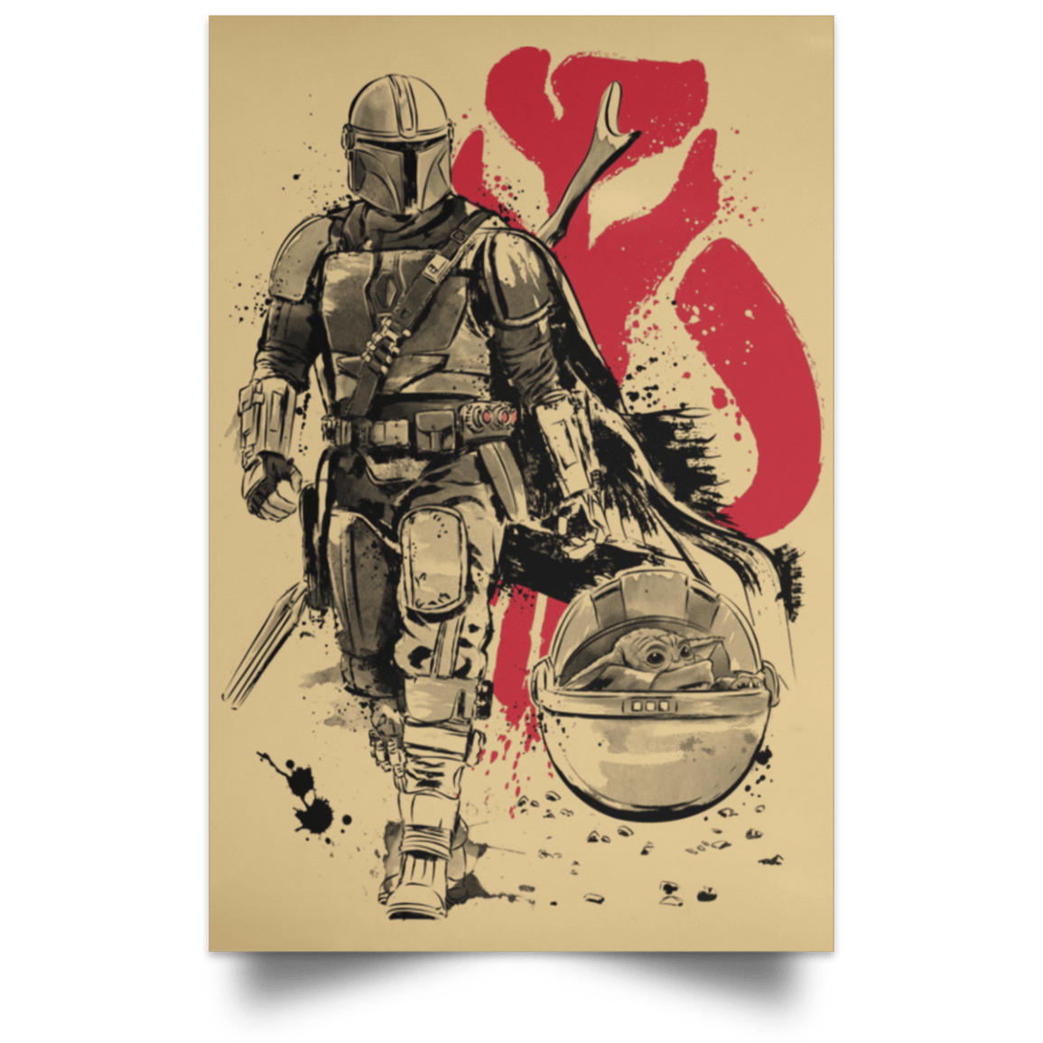 Housewares Tan / 12" x 18" Lone Hunter and Cub Portrait Poster