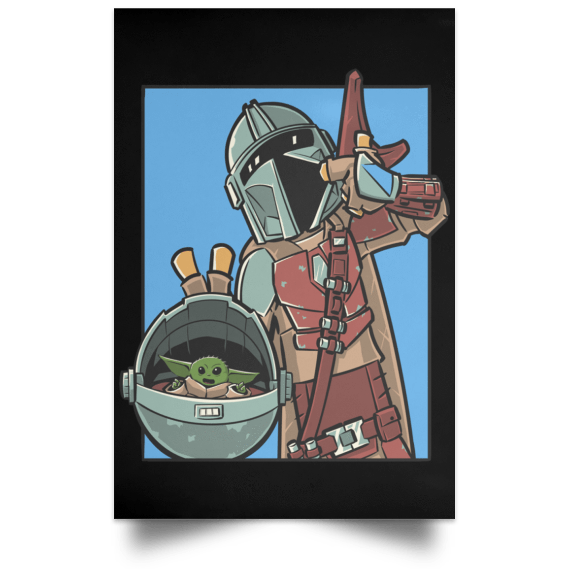 Housewares Black / 12" x 18" Mando and the Child Portrait Poster